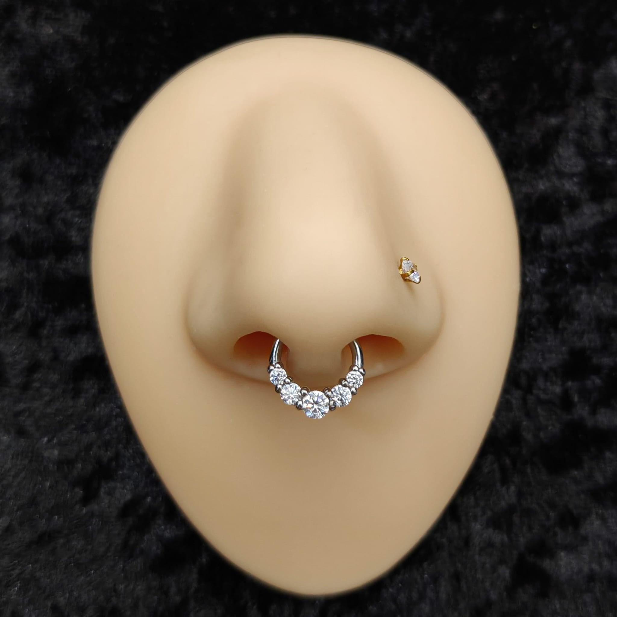 Anello a clicker con brillanti - GIOYAL PIERCING STORE