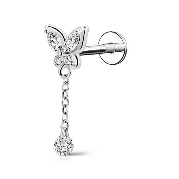 Piercing labret Butterfly con pendente