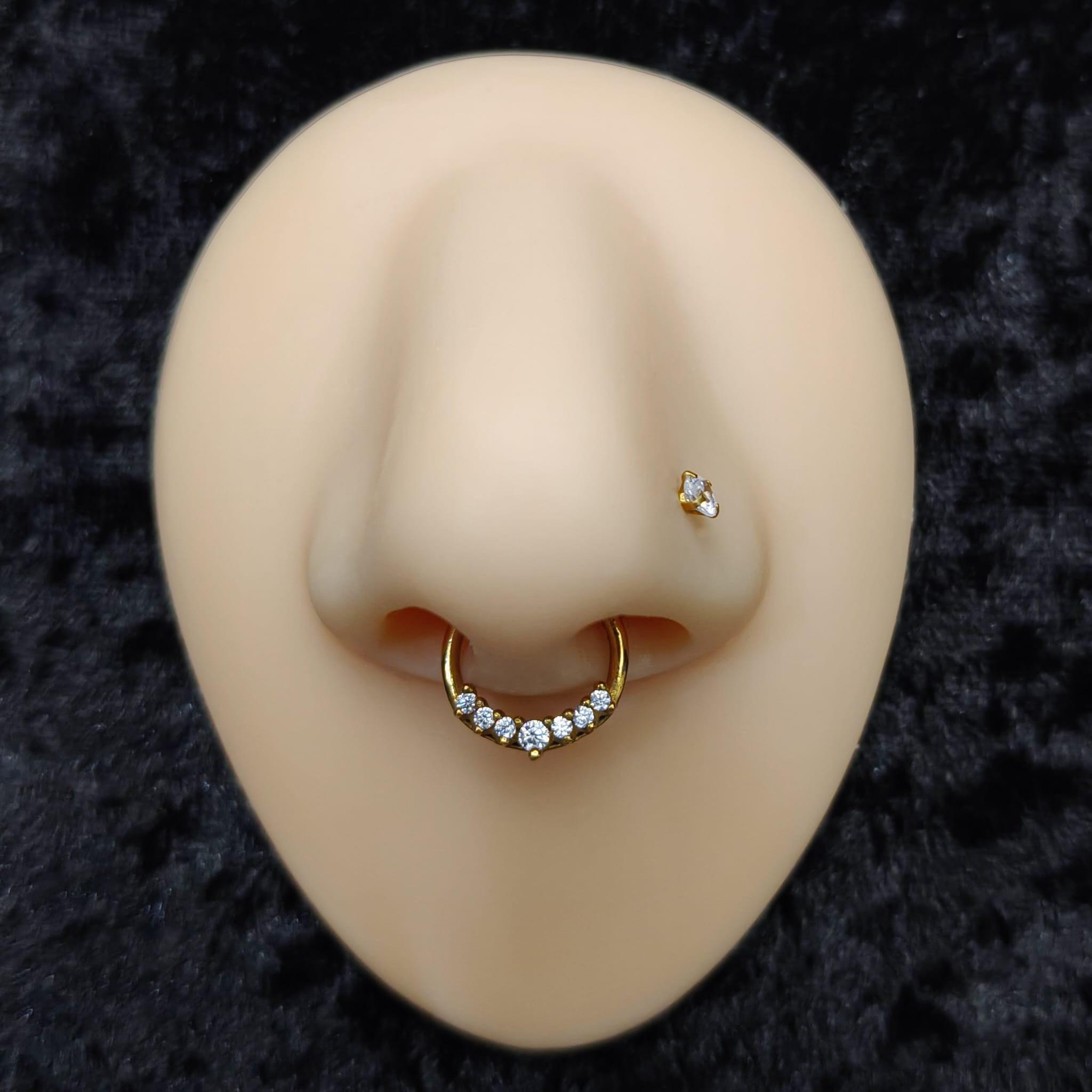 Anello a clicker con brillanti - GIOYAL PIERCING STORE