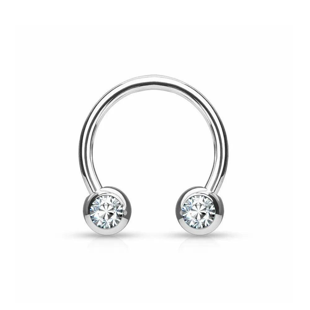 Circular barbell basic argento con brillantini - GIOYAL PIERCING STORE