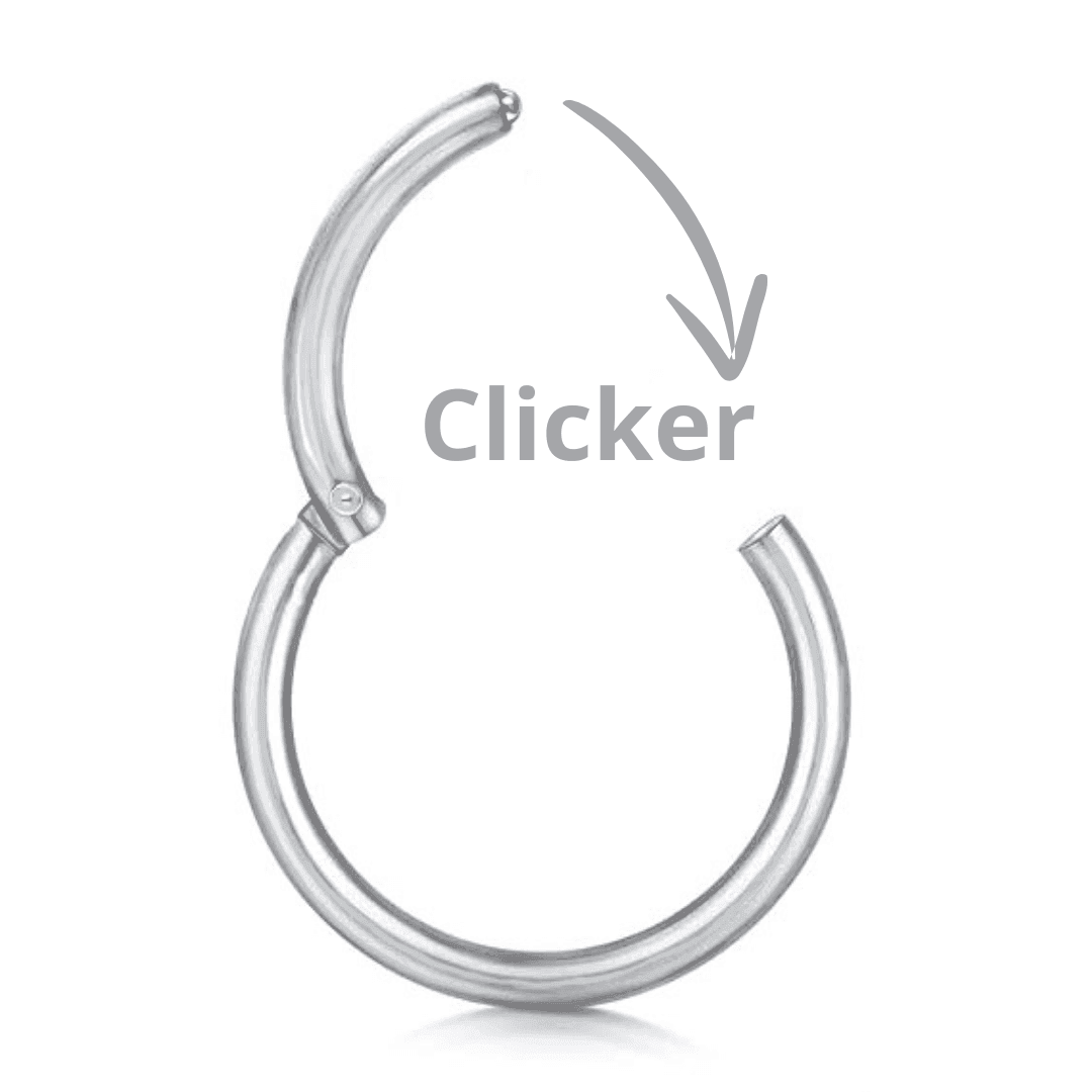 Anello a clicker con brillante a cuore - GIOYAL PIERCING STORE